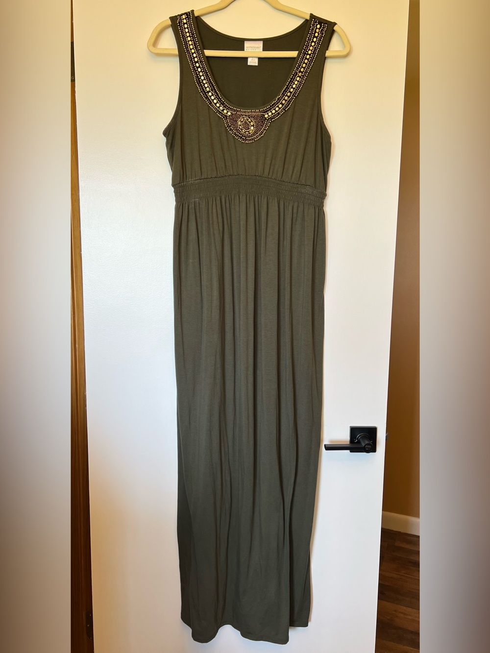 Motherhood Maternity Olive Green Embellished Tank Maxi Dress